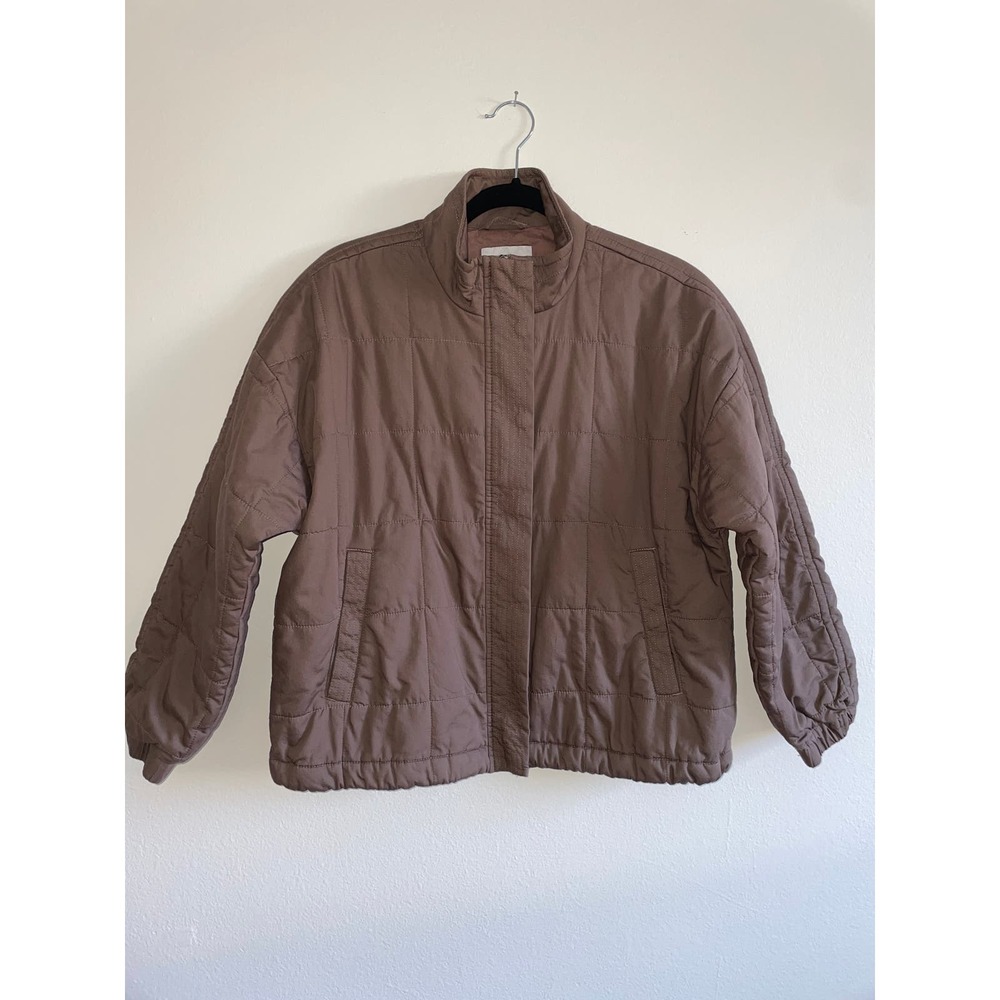 Madewell Quilted Puffer Jacket in Taupe Brown